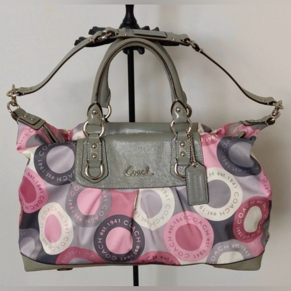 Vintage Y2K Authentic Coach F15451 Signature Ashley Snap Head Satchel Handbag
